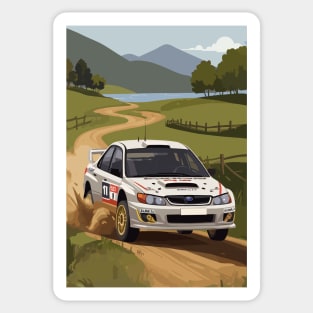 White WRX Rally Car Poster JDM Sticker